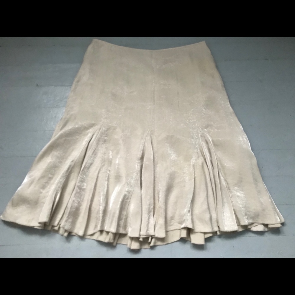 Champagne shiny flowy midi skirt size 12